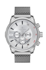 DAVID GUNER GÜMÜŞ KAPLAMALI BEYAZ KADRANLI ERKEK KOL SAATİ DG-8358GC-A1