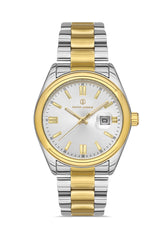 DAVID GUNER Beyaz Kadranlı Sarı Beyaz Kaplama Paslanmaz Çelik Kordonlu Erkek Kol Saati – DG-8390GA-D1