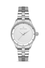 DAVID GUNER GÜMÜŞ KAPLAMALI BEYAZ KADRANLI KADIN KOL SAATİ DG-8397LA-A1