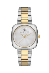 DAVID GUNER SARI BEYAZ KAPLAMALI BEYAZ KADRANLI KADIN KOL SAATİ DG-8398LA-D1