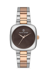 DAVID GUNER ROSE BEYAZ KAPLAMALI KAHVERENGİ KADRANLI KADIN KOL SAATİ DG-8398LA-E6