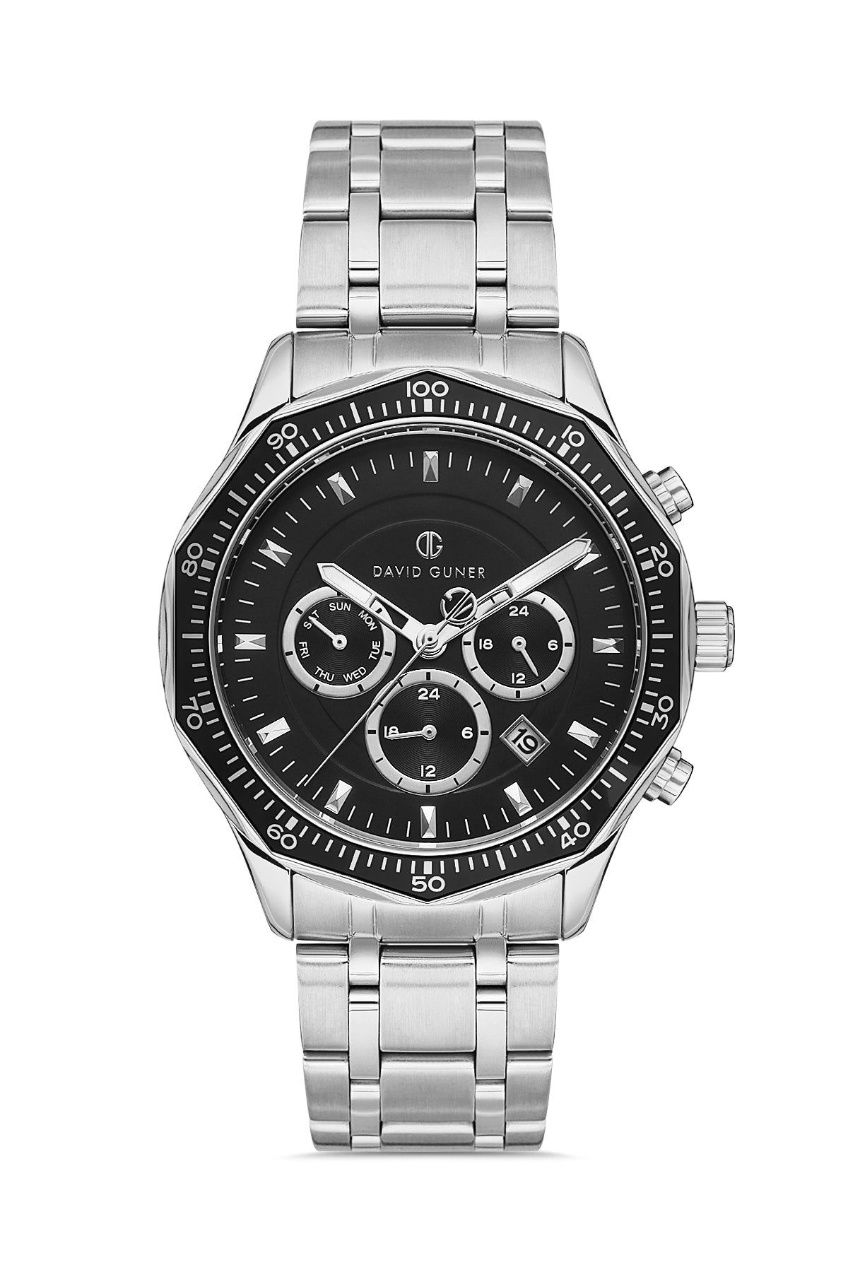 DAVID GUNER Siyah Kadranlı Gümüş Kaplamalı Erkek Kol Saati - DG-8419GA-A2