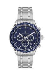 DAVID GUNER Mavi Kadranlı Gümüş Kaplamalı Erkek Kol Saati - DG-8419GA-A3