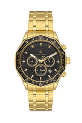 DAVID GUNER SARI KAPLAMALI SİYAH KADRANLI ERKEK KOL SAATİ DG-8419GA-B2