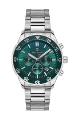 DAVID GUNER Gümüş Kaplamalı Yeşil Kadranlı Erkek Kol Saati - DG-8427GA-A10