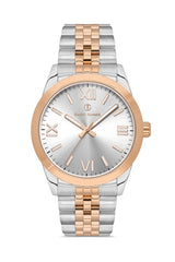 DAVID GUNER Rose beyaz Kaplamalı Gümüş Kadranlı Erkek Kol Saati - DG-8502GA-E1