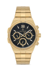 DAVID GUNER SARI KAPLAMALI SİYAH KADRANLI ERKEK KOL SAATİ DG-8607GA-B2