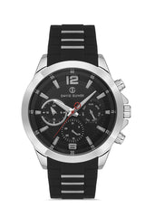 DAVID GUNER GÜMÜŞ KAPLAMALI SİYAH KADRANLI ERKEK KOL SAATİ DG-8615GD-J2