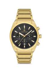 DAVID GUNER Sarı Kaplama Siyah Kadranlı Paslanmaz Masif Çelik Erkek Kol Saati - DG-8621GA-B2