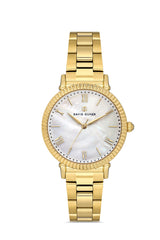 DAVID GUNER Sarı Kaplama Gümüş Kadranlı Paslanmaz Masif Çelik Kadın Kol Saati - DG-8644LA-B1