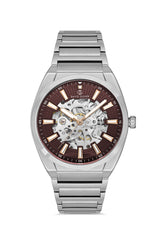 DAVID GUNER GÜMÜŞ KAPLAMALI KAHVERENGİ KADRANLI ERKEK KOL SAATİ DG-8653GA-A6