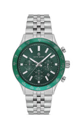 DAVID GUNER Gümüş Kaplama Yeşil Kadranlı Multi Fonksiyonlu Erkek Kol Saati