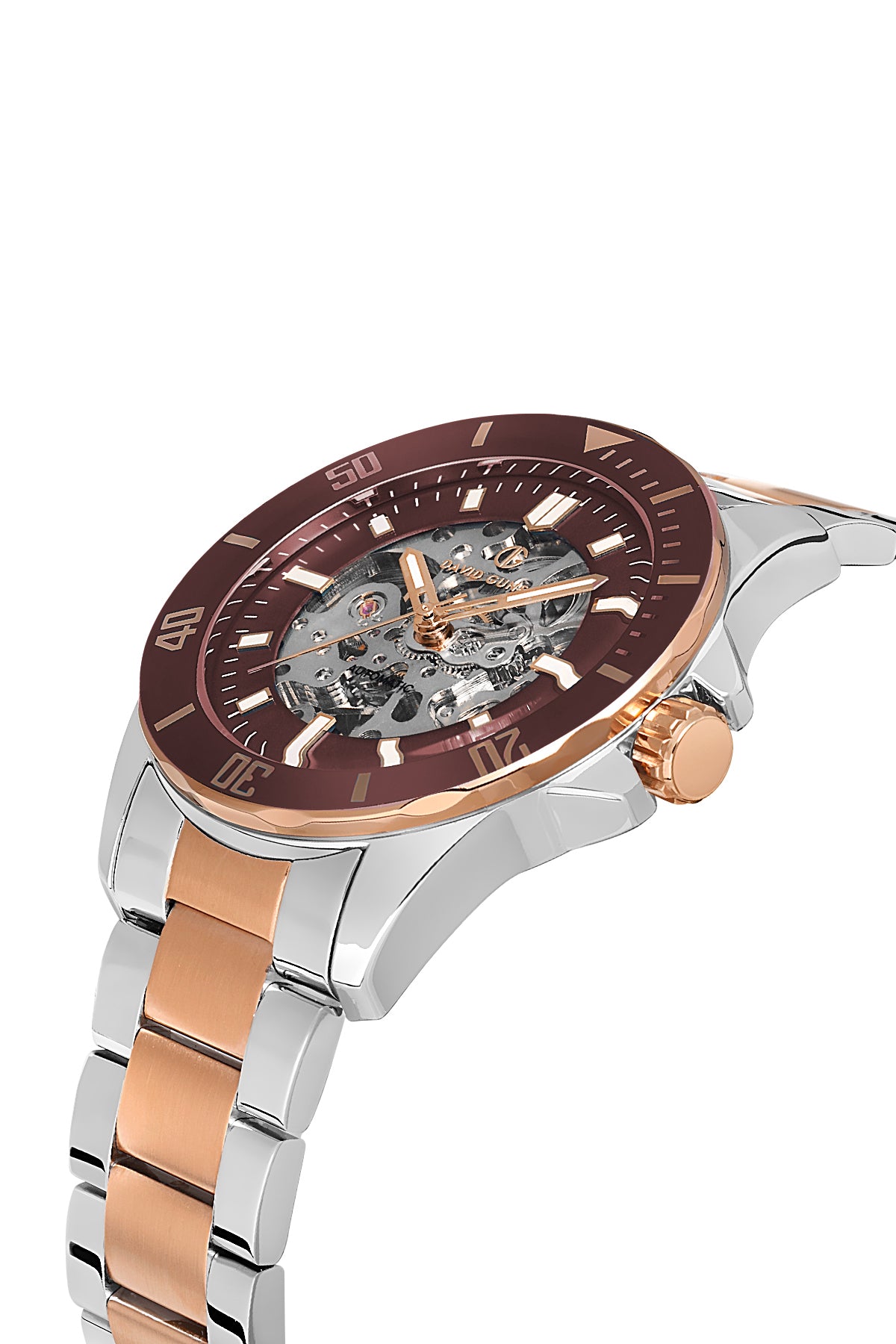 DAVID GUNER KOL SAATİ KAHVERENGİ Kadran ROSE BEYAZ Kaplama ERKEK - DG-8674GA-E6