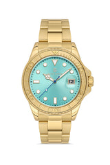 DAVID GUNER SARI KAPLAMALI AÇIK MAVİ KADRANLI ERKEK KOL SAATİ DG-8712GA-B15