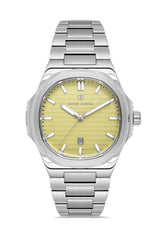 DAVID GUNER Sarı Kadranlı Gümüş Kaplama Takvimli Paslanmaz Masif Çelik Erkek Kol Saati - DG-8755GA-A12