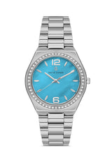 DAVID GUNER GÜMÜŞ KAPLAMALI TURKUAZ KADRANLI KADIN KOL SAATİ DG-8472LA-A15