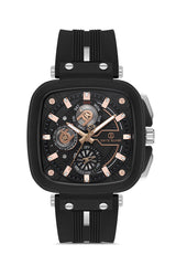 DAVID GUNER Siyah Kaplama Siyah Kadranlı Siyah Kayışlı Silikon Erkek Kol Saati - DG-8500GD-G2