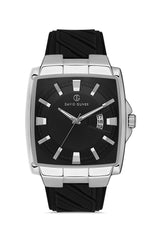 DAVID GUNER Gümüş Kaplamalı Siyah Kadranlı Erkek Kol Saati - DG-8622GD-J2