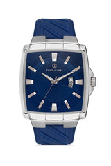 DAVID GUNER Gümüş Kaplamalı Mavi Kadranlı Erkek Kol Saati - DG-8622GD-L3
