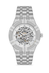 DAVID GUNER Gümüş Kadranlı Gümüş Kaplama Paslanmaz Masif Çelik Kordonlu Otomatik Erkek Kol Saati