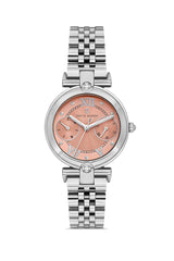 DAVID GUNER Gümüş Kaplama Somon Kadranlı Paslanmaz Çelik Kadın Kol Saati - DG-8727LA-A8