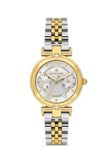 DAVID GUNER Sarı Beyaz Kaplama Gümüş Kadranlı Paslanmaz Çelik Kadın Kol Saati - DG-8727LA-D1