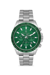 DAVID GUNER Gümüş Kaplama Yeşil Kadranlı Multi Fonksiyonlu Erkek Kol Saati - DG-8743GA-A10