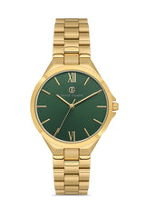 David Guner Kadın Yeşi̇l Kadranlı Sari Çelik Kol Saati - DG-8750LA-B10
