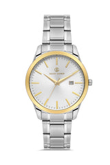 DAVID GUNER Sarı Beyaz Kaplamalı Gümüş Kadranlı Takvimli Erkek Kol Saati