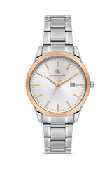 DAVID GUNER Rose Beyaz Kaplamalı Gümüş Kadranlı Takvimli Erkek Kol Saati