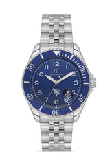 DAVID GUNER Gümüş Kaplama Mavi Kadranlı Takvimli Erkek Kol Saati - DG-8781GA-A3