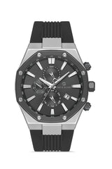 DAVID GUNER Gümüş Siyah Kaplama Siyah Kadranlı Silikon Kordonlu Erkek Kol Saati - DG-8821GD-J2