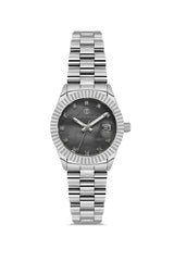 DAVID GUNER Gümüş Kaplama Siyah Kadranlı Multi Fonksiyon Kadın Kol Saati