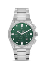 DAVID GUNER Gümüş Renk Yeşil Kadranlı Multi Fonksiyon Erkek Kol Saati