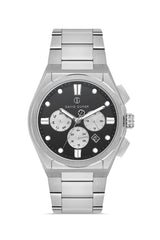 DAVID GUNER Gümüş Renk Siyah Kadranlı Multi Fonksiyon Erkek Kol Saati