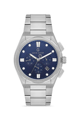 DAVID GUNER Gümüş Renk Mavi Kadranlı Multi Fonksiyon Erkek Kol Saati