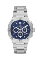 DAVID GUNER Gümüş Kaplamalı Mavi Kadranlı Erkek Kol Saati - DG-8852GA-A3