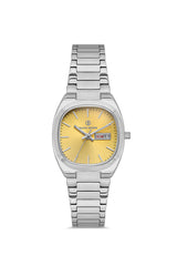 DAVID GUNER Gümüş Kaplama Takvimli Sarı Kadranlı Paslanmaz Çelik Kadın Kol Saati - DG-8856LA-A12