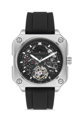 DAVID GUNER Gümüş Kaplamalı Siyah Kadranlı Erkek Kol Saati - DG-8736GD-J2