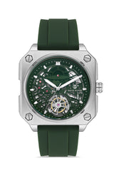 DAVID GUNER Gümüş Kaplamalı Yeşil Kadranlı Erkek Kol Saati - DG-8736GD-ZM10