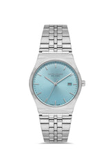 DAVID GUNER Gümüş Kaplama Tiffany Mavi Kadranlı Takvimli Unisex Kol Saati