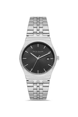 DAVID GUNER Gümüş Renk Siyah Kadranlı Takvimli Unisex Kol Saati