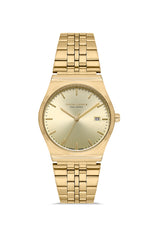 DAVID GUNER Sarı Kaplama Sarı Kadranlı Takvimli Unisex Kol Saati