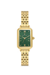 DAVID GUNER Yeşil Kadranlı Sarı Kaplama Paslanmaz Masif Çelik Kordonlu Düz Kadın Kol Saati