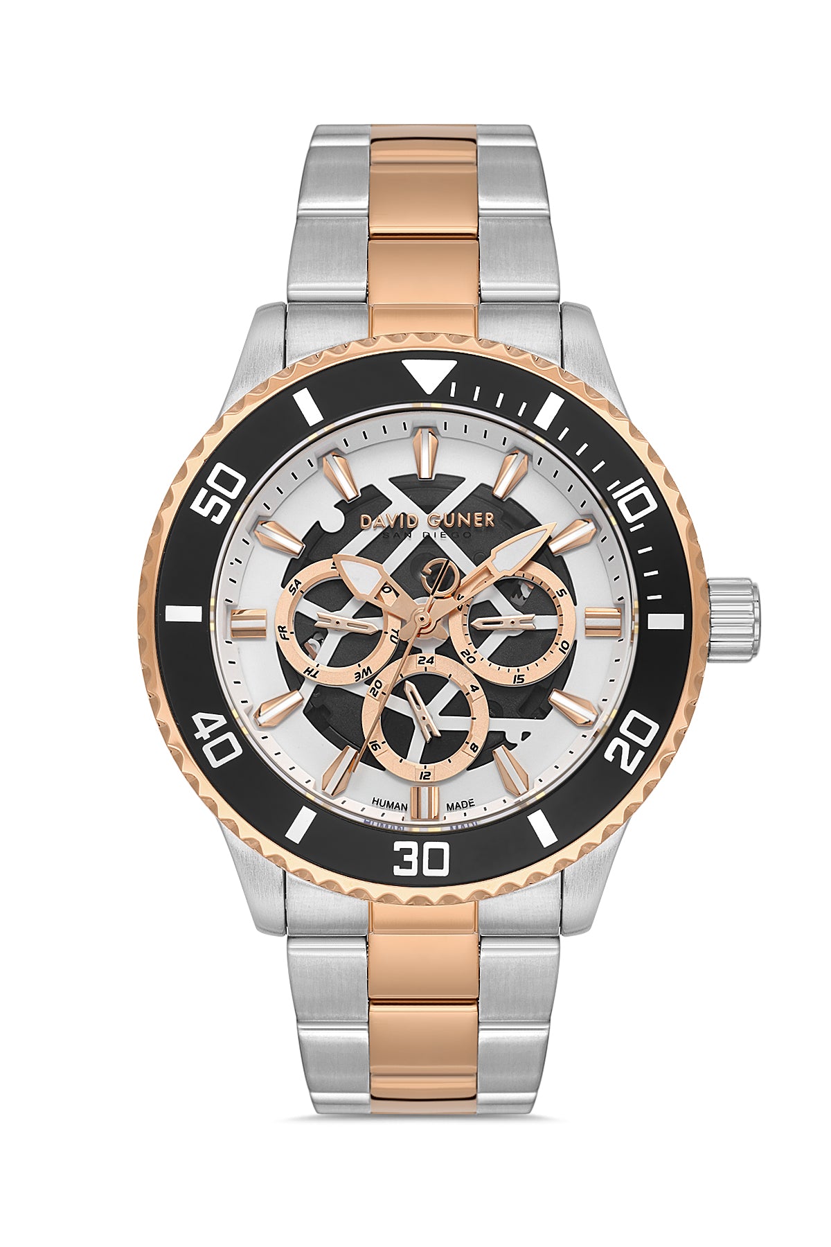 DAVID GUNER KOL SAATİ GÜMÜŞ Kadran ROSE BEYAZ Kaplama ERKEK - DG-8862GA-E1