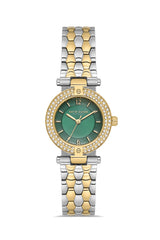 DAVID GUNER SARI BEYAZ KAPLAMALI YEŞİL KADRANLI KADIN KOL SAATİ DG-8865LA-D10