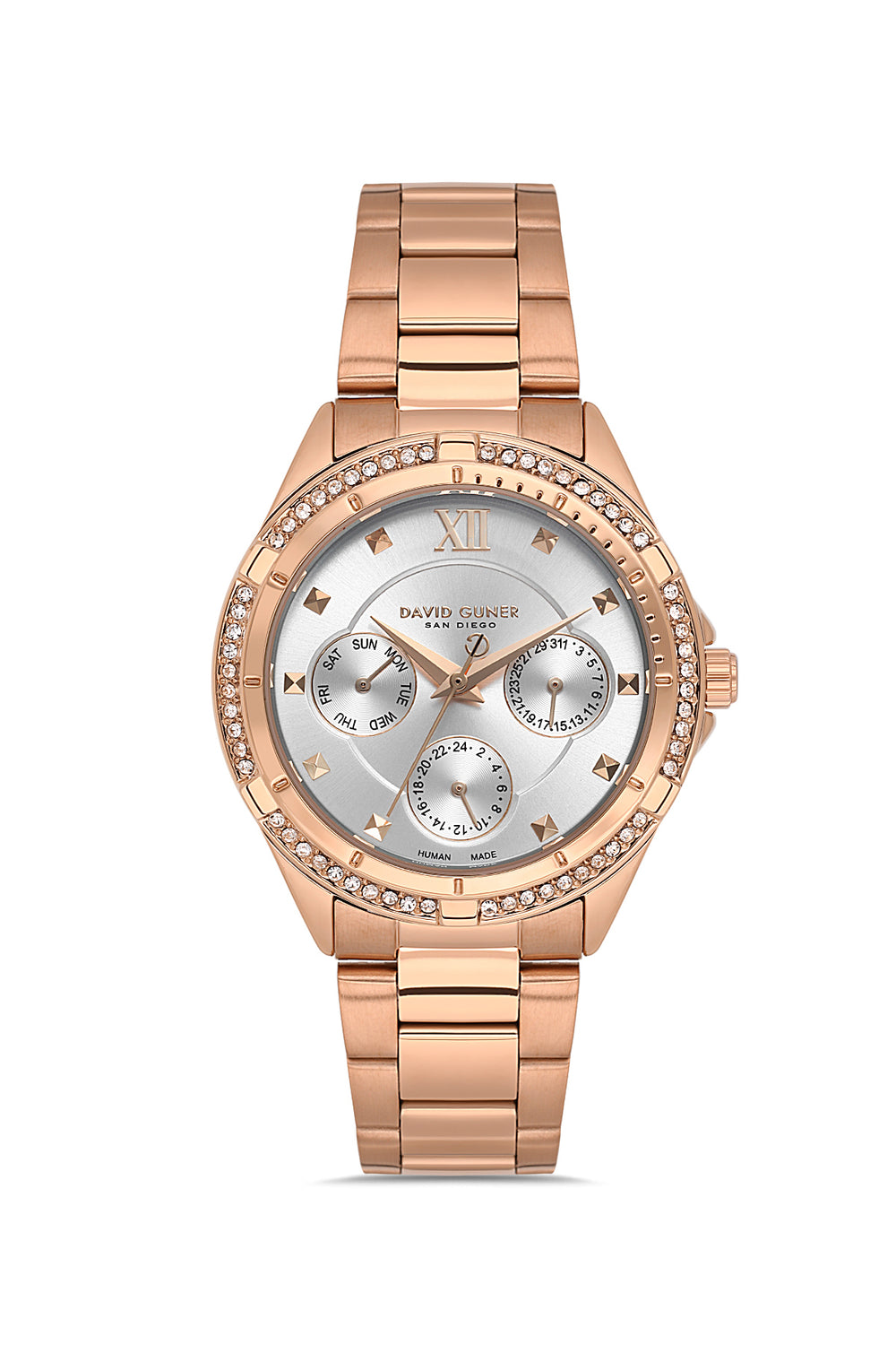 DAVID GUNER Kadın Kol Saati Rose Kaplama Gümüş Kadran Multi Fonksiyon DG-8874LA-C1