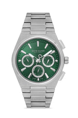 DAVID GUNER Gümüş Renk Yeşil Kadranlı Multi Fonksiyon Erkek Kol Saati