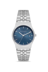 DAVID GUNER Gümüş Renk Mavi Kadranlı Takvimli Unisex Kol Saati