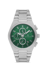 DAVID GUNER Gümüş Kaplamalı Yeşil Kadranlı Erkek Kol Saati - DG-8845GA-A10